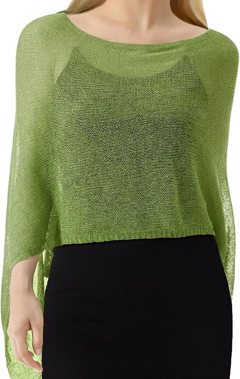 Jamntower 1 Pcs Women Sheer Poncho Shrug Summer Sheer Blouse Top Lightweight Poncho Sheer Bolero for Formal Evening Dress - Image 1
